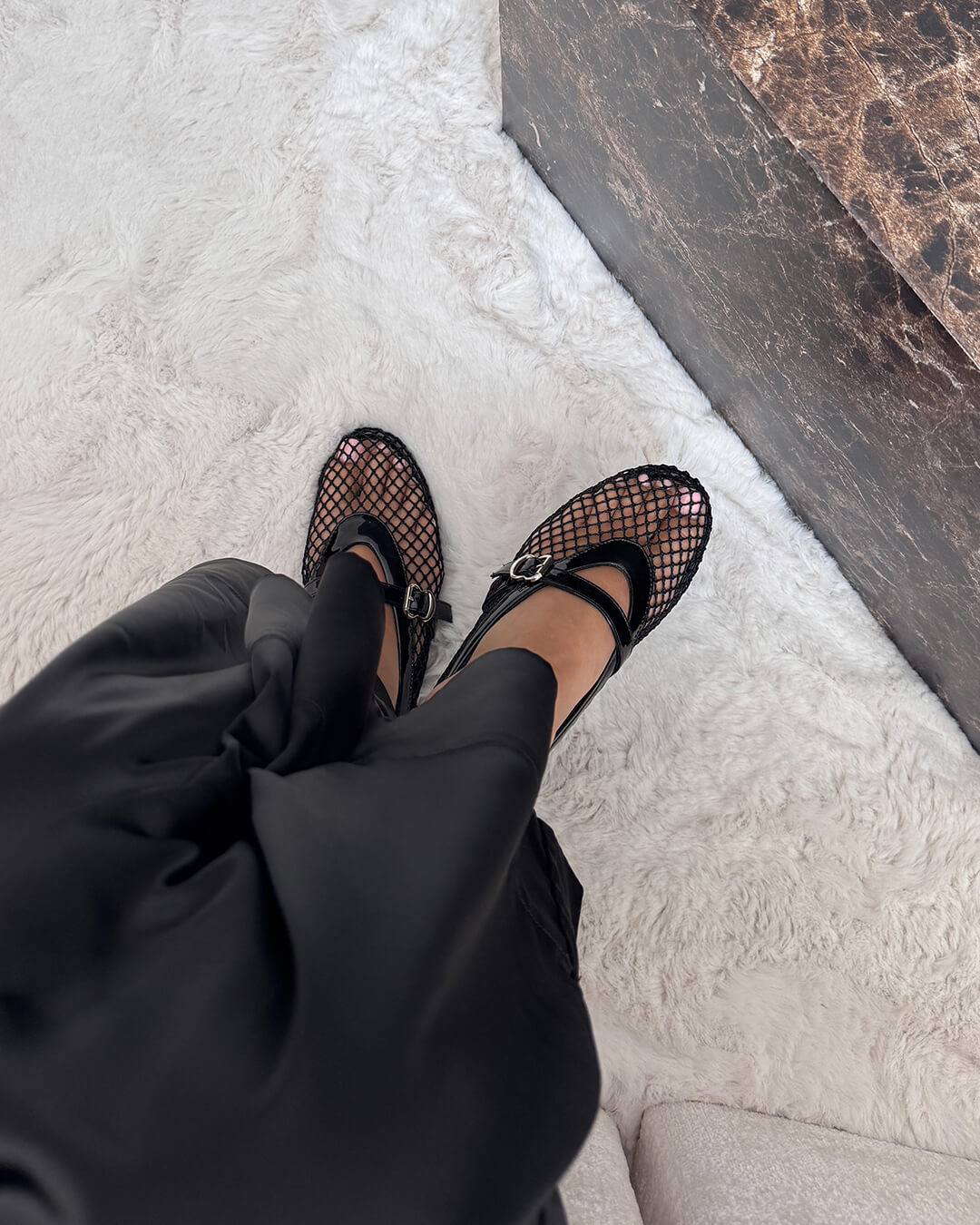 Women's breathable mesh ballerinas with leather-effect details - Elegant and lightweight