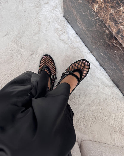 Women's breathable mesh ballerinas with leather-effect details - Elegant and lightweight