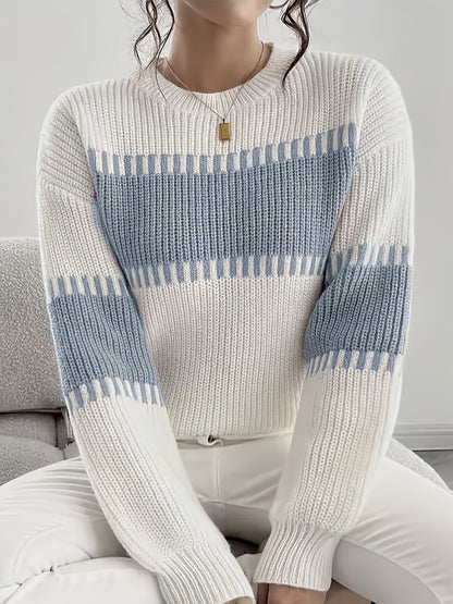 Women's color-block striped sweater – Trendy and soft