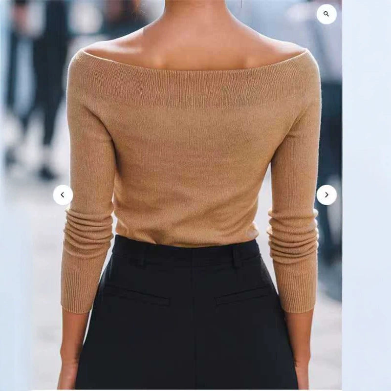 Maglione da donna in maglia con spalle scoperte - Morbido e moderno