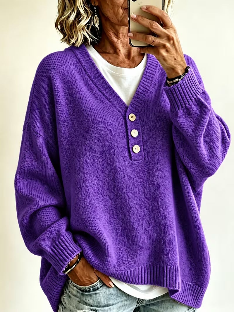 Women’s Solid-Colored Casual Sweater – Soft, Comfortable Everyday Style