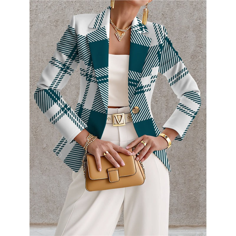 Marineblå blazer til kvinder med hvide prikker – Chic, elegant og afslappet stil