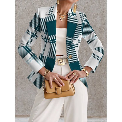Marineblå blazer til kvinder med hvide prikker – Chic, elegant og afslappet stil