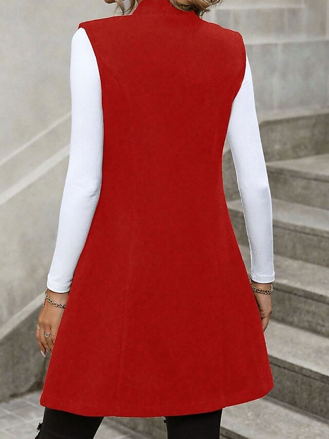 Chaqueta blazer larga sin mangas - Elegante y moderna