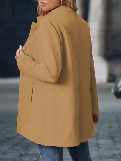 Manteau d’Hiver Mi-Long Élégant pour Femme – Manteau à Col Montant Boutonné