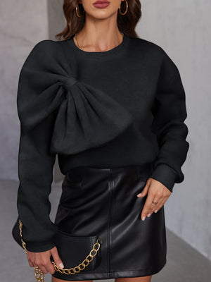 Pull en Maille Élégant pour Femme avec Nœud – Pull Doux à Manches Longues