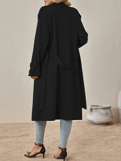 Trench Long Élégant en Coton Mélangé pour Femme – Idéal au Quotidien