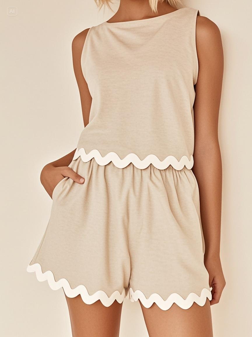 Women's Sleeveless Solid Shorts Set - Light and Casual