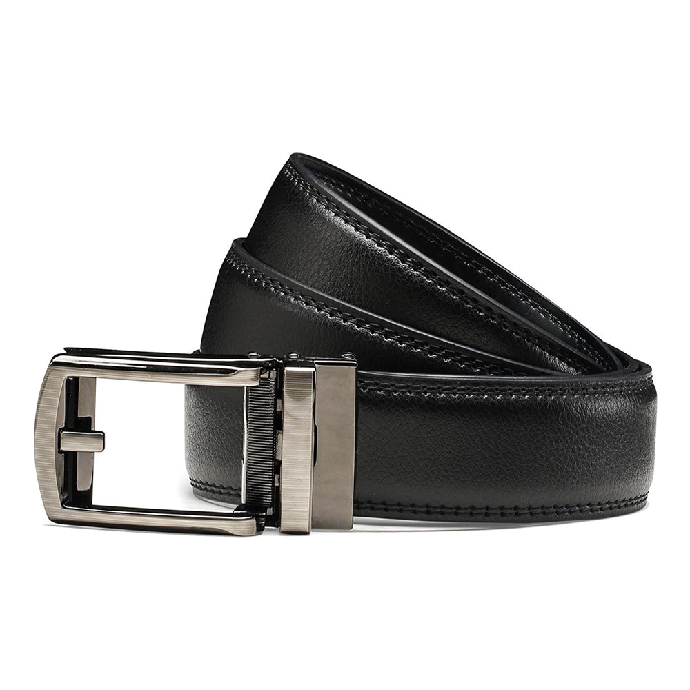 Leather ratchet belt for men with snap fastener – Casual and formal adjustable style