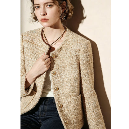 Chaqueta corta de mujer con botones dorados - Elegante y estructurada