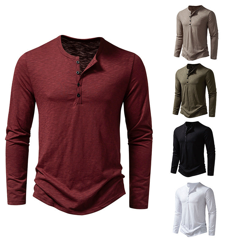 T-shirt Henley Décontracté à Manches Longues Homme – Style Boutonné Moderne