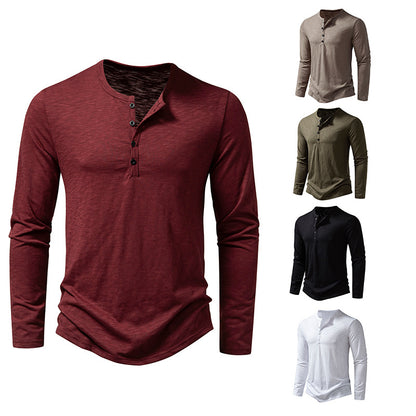 T-shirt Henley Décontracté à Manches Longues Homme – Style Boutonné Moderne
