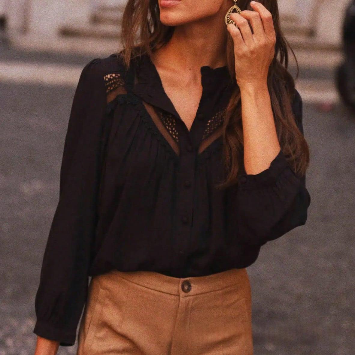 Top da donna con inserto in pizzo - Semplice e femminile