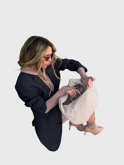 Sac Femme Moyen en Suédine Tressée – Style Élégant Noué au Quotidien