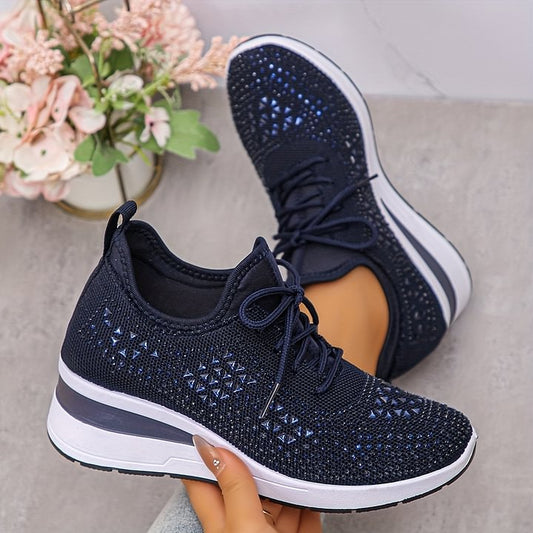 Women's Orthopedic Sneakers with Arch Support and Rhinestones – Comfortable and Lightweight