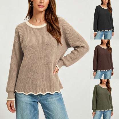 Pullover da donna in maglia ampia con scollo rotondo - Versatile e facile da indossare