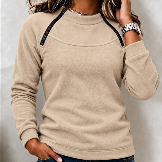 Sudadera térmica de cuello alto para mujer - Cálida y casual