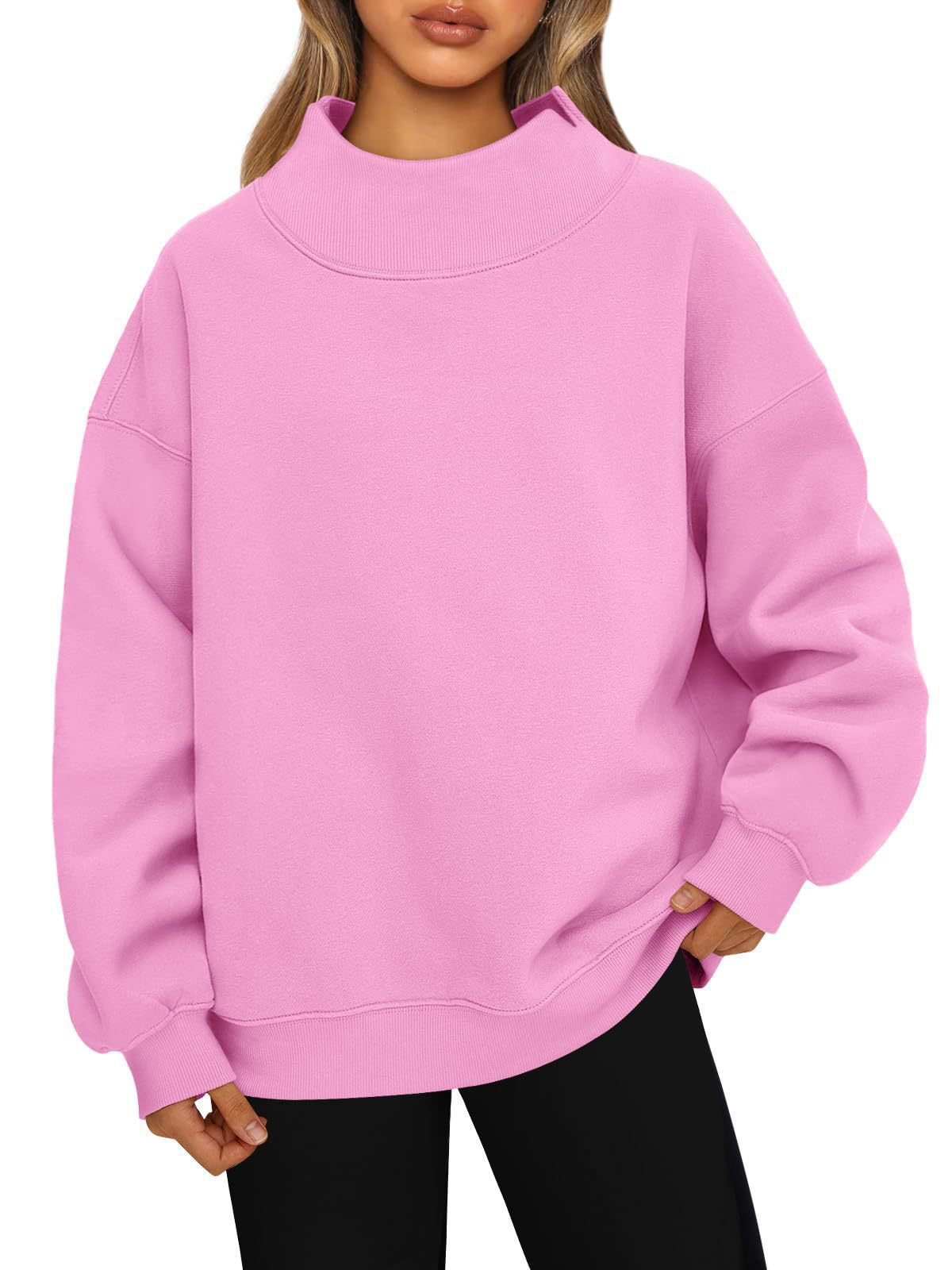 Felpa da donna a collo alto e vestibilità ampia – Modello casual e confortevole da indossare sopra