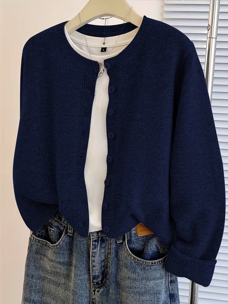 Cardigan court femme col rond - Doux et facile