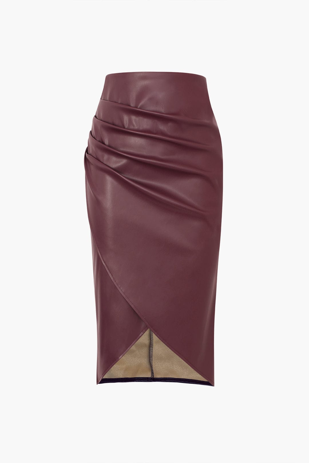 Jupe Midi en Faux Cuir pour Femme – Bodycon Élégant Asymétrique à Motif Tressé