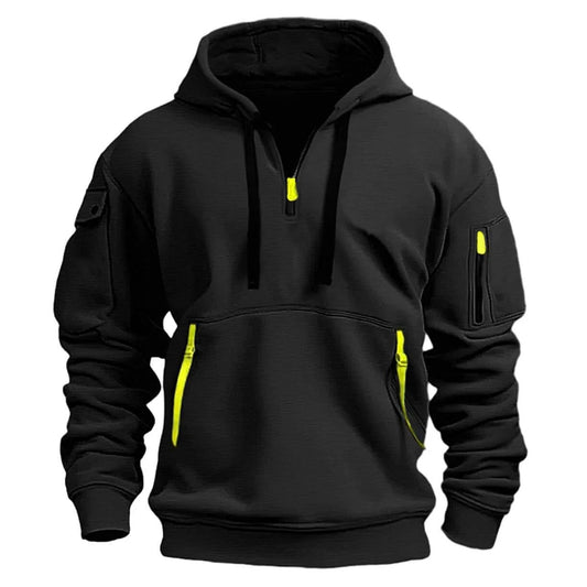 Sweat à Capuche Demi-Zip Décontracté Élégant pour Homme – Confortable