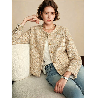 Chaqueta corta de mujer con botones dorados - Elegante y estructurada