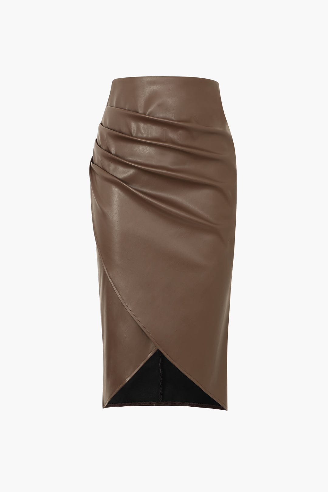 Jupe Midi en Faux Cuir pour Femme – Bodycon Élégant Asymétrique à Motif Tressé