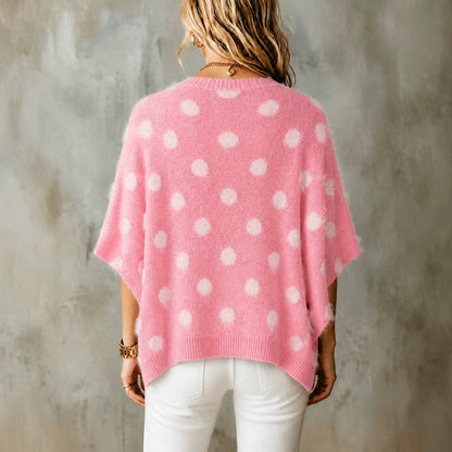 Top da donna in maglia a pois con scollo a V - Leggero e originale
