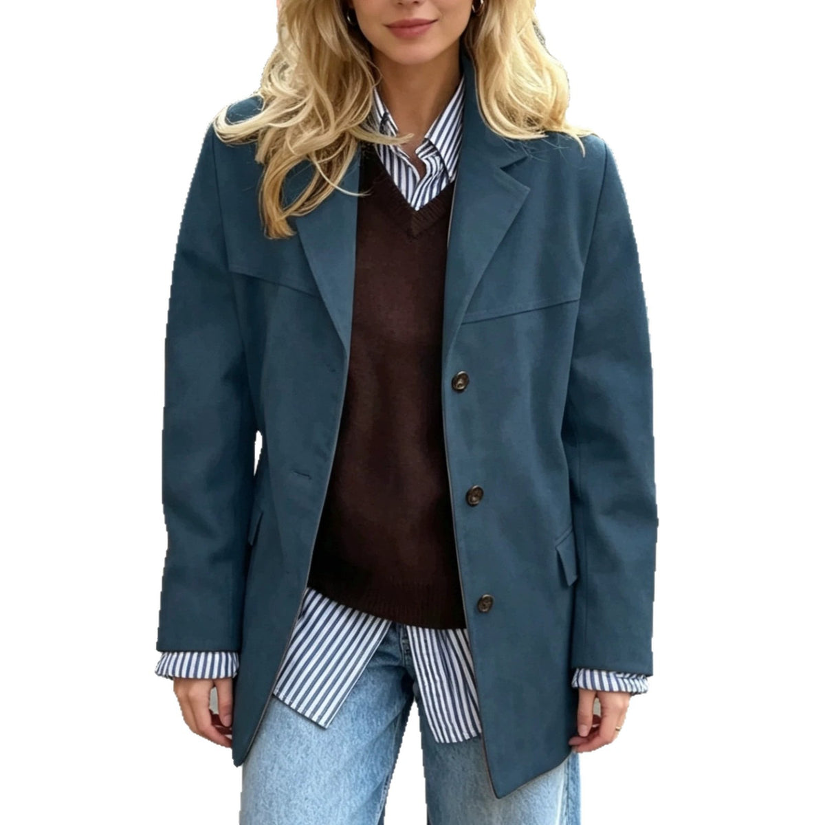 Manteau femme retro a poches - Ample et elegant