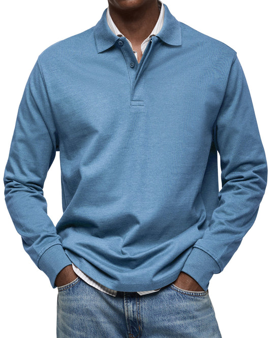 Chemise Polo à Manches Longues Décontractée pour Homme