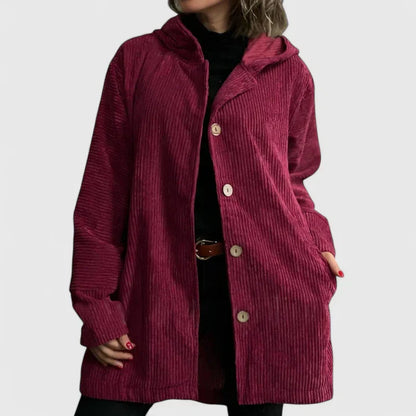 Veste à Capuche en Côtelé pour Femme – Manteau Décontracté Premium à Coupe Relax