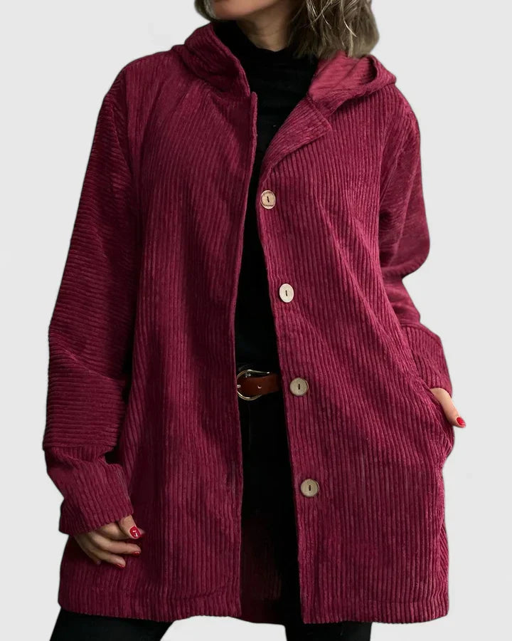 Veste à Capuche en Côtelé pour Femme – Manteau Décontracté Premium à Coupe Relax