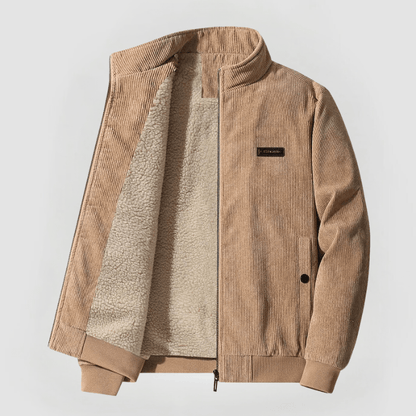 Veste Homme en Velours Côtelé Premium – Col Montant Doublé Polaire Hiver