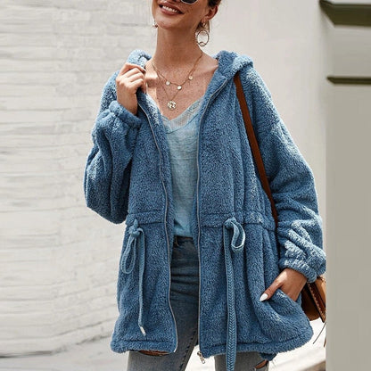 Veste Polaire Épaissie Oversize Femme avec Capuche – Confort Élégant pour l’Hiver