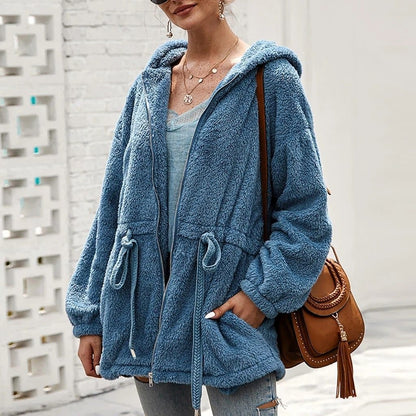 Veste Polaire Épaissie Oversize Femme avec Capuche – Confort Élégant pour l’Hiver