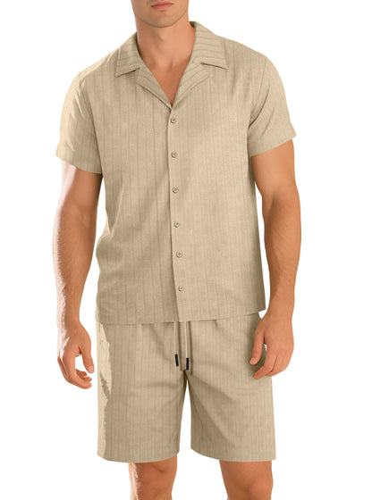 Casual shirt and trousers set for men – Short sleeve durable everyday outfit