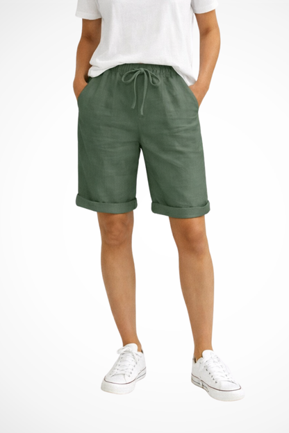 Pantalon Capri en lin coupe décontractée pour femme – Léger et confortable, idéal au quotidien