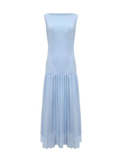 Robe Longue de Soirée en Gaze pour Femme – Col Bateau Élégant