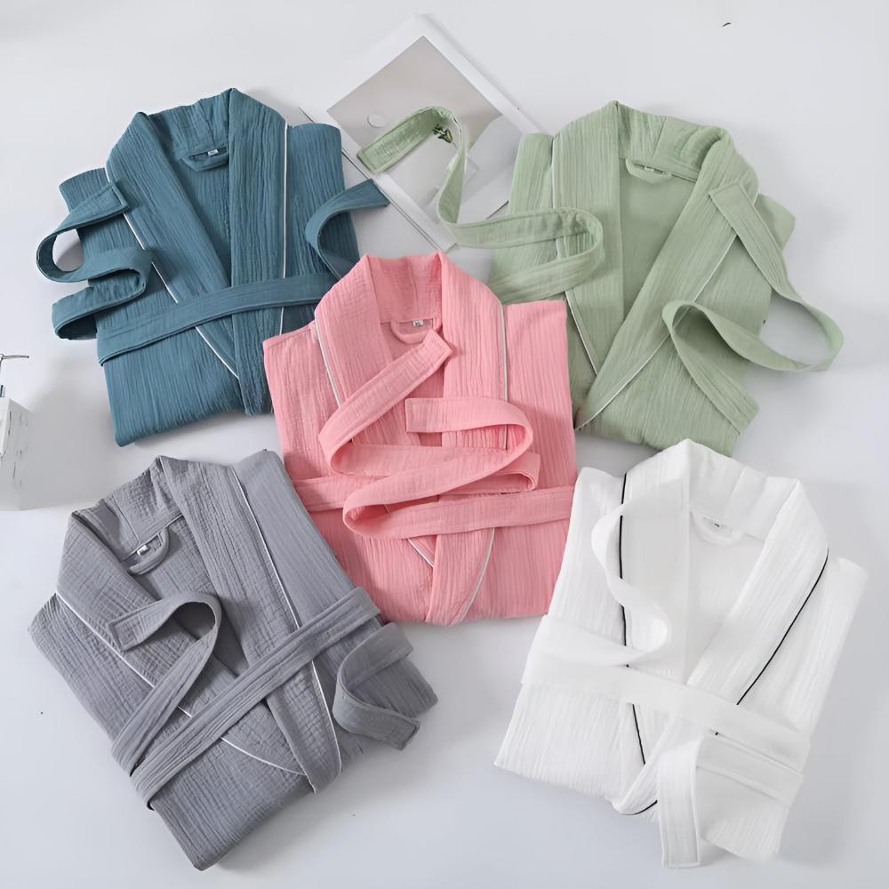 Peignoir d'Été en Coton à Manches Mi-Longues