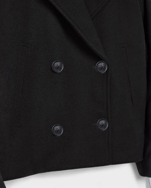 Manteau court femme croise en laine - Minimaliste et elegant