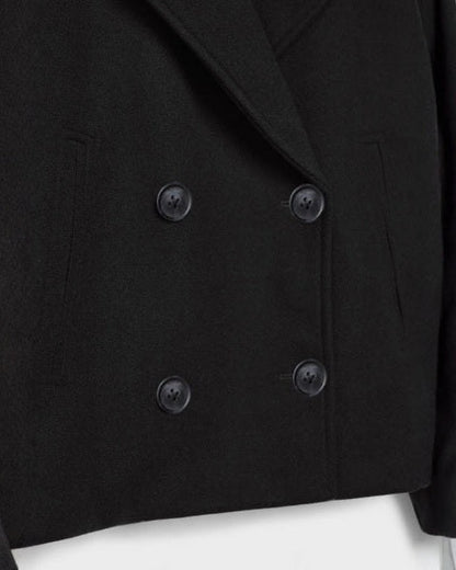 Manteau court femme croise en laine - Minimaliste et elegant