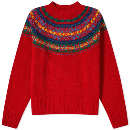 Pull vintage Fair Isle rouge pour femme – Maille épaisse confortable