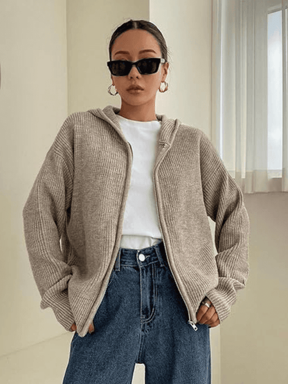 Hoodie zippé en tricot pour femme