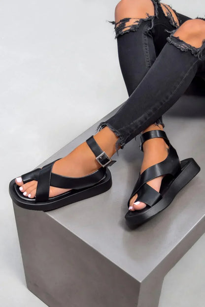 Sandales gladiateur à semelle épaisse premium élégantes femmes – Chaussures d’été durables confortables et de soutien