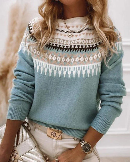 Pull à col rond élégant pour femme – Pull confortable en maille
