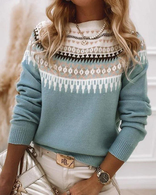Pull à col rond élégant pour femme – Pull confortable en maille