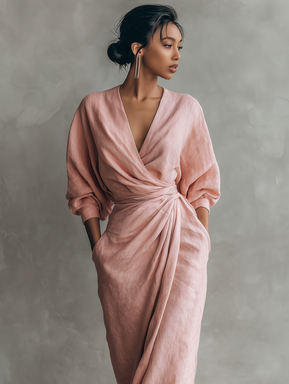 Maxi draped women's dress - Elegant and feminine
