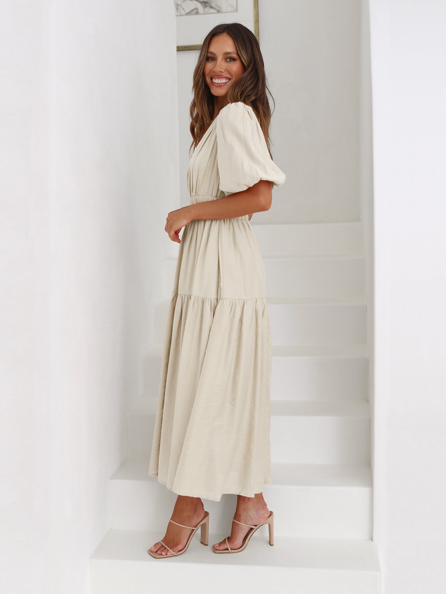 Femmes flatteuse évasée maxi invitée mariage robe – Testing