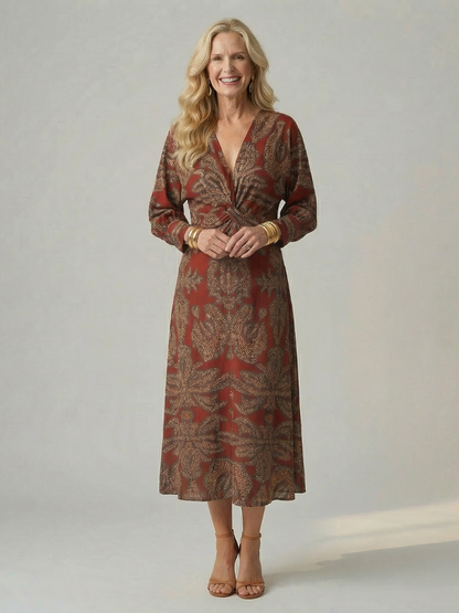 Natural Wrap Midi Dress for Women - Soft and Flattering