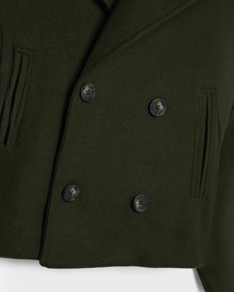 Manteau court femme croise en laine - Minimaliste et elegant